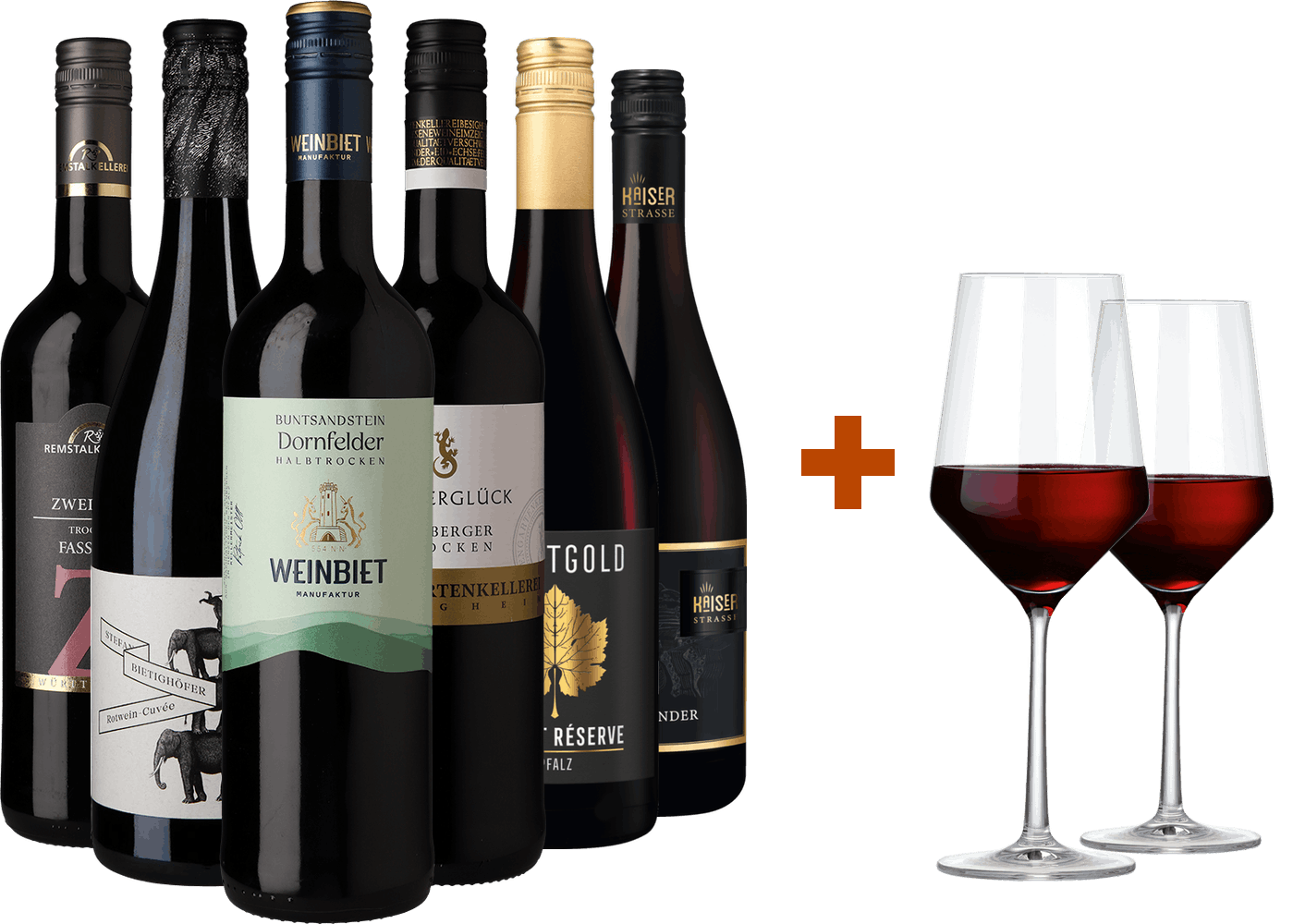 WirWinzer Select Rotwein Vielfalt mit Gläsern