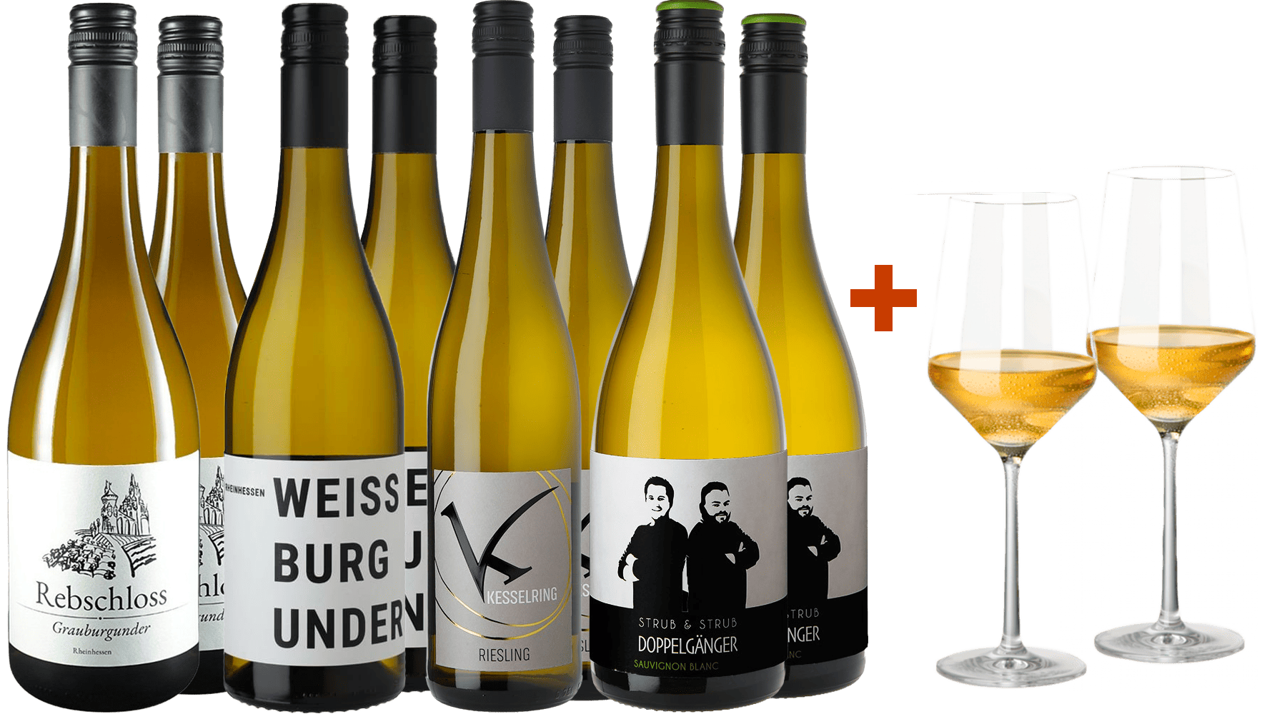 WirWinzer Select Weißwein-Genusspaket mit 2 Gläsern